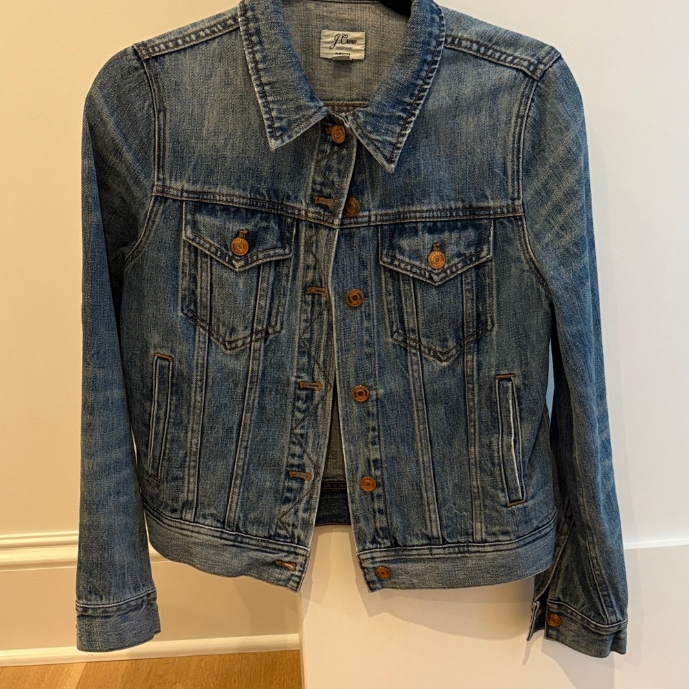J. Crew Blue Denim Jacket with Brown Accents - Picture 2 of 4